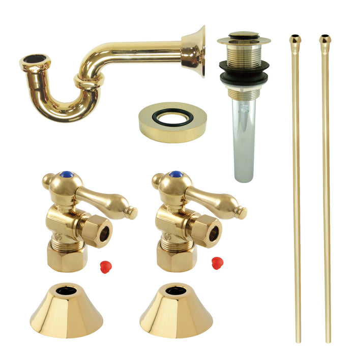 Kingston Heirloom CC53302VKB30 - Trimscape Traditional Plumbing Sink Trim Kit with P-Trap and Drain, Polished Brass