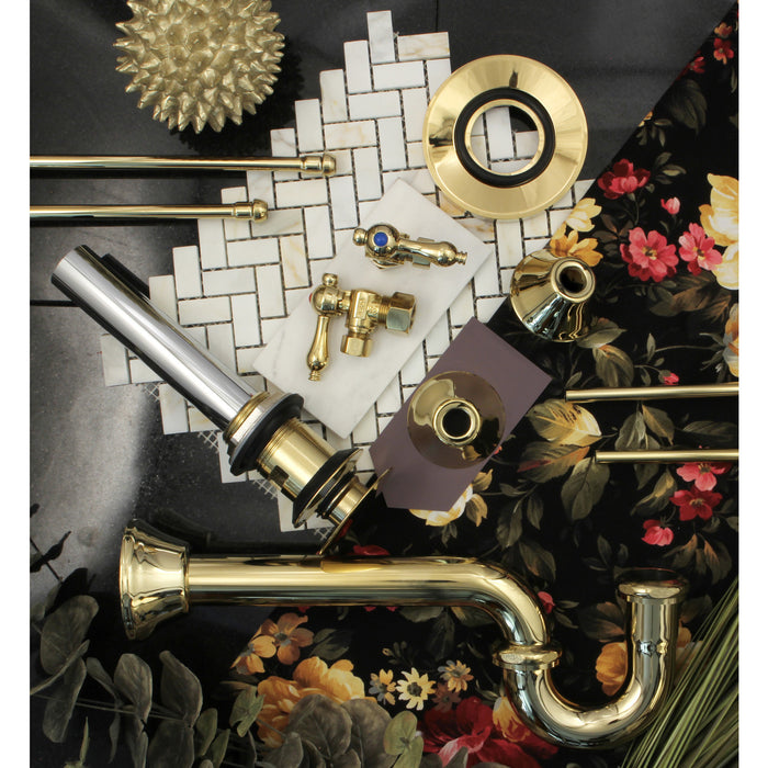 Kingston Heirloom CC53302VOKB30 - Trimscape Traditional Plumbing Sink Trim Kit with P-Trap and Overflow Drain, Polished Brass
