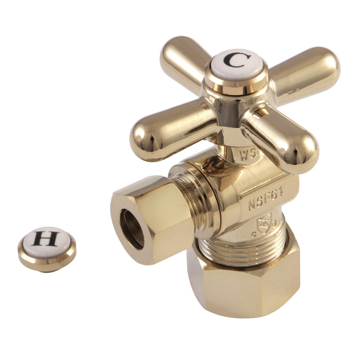 Kingston Heirloom CC53302X - Vintage 5/8-Inch O.D. Comp x 3/8-Inch O.D. Comp Quarter-Turn Angle Shut-Off Valve, Polished Brass