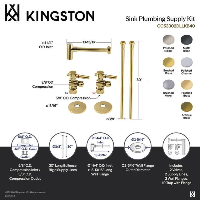 Kingston Sona CC53303DLLKB40 - Trimscape Modern Plumbing Sink Trim Kit with Bottle Trap, Antique Brass