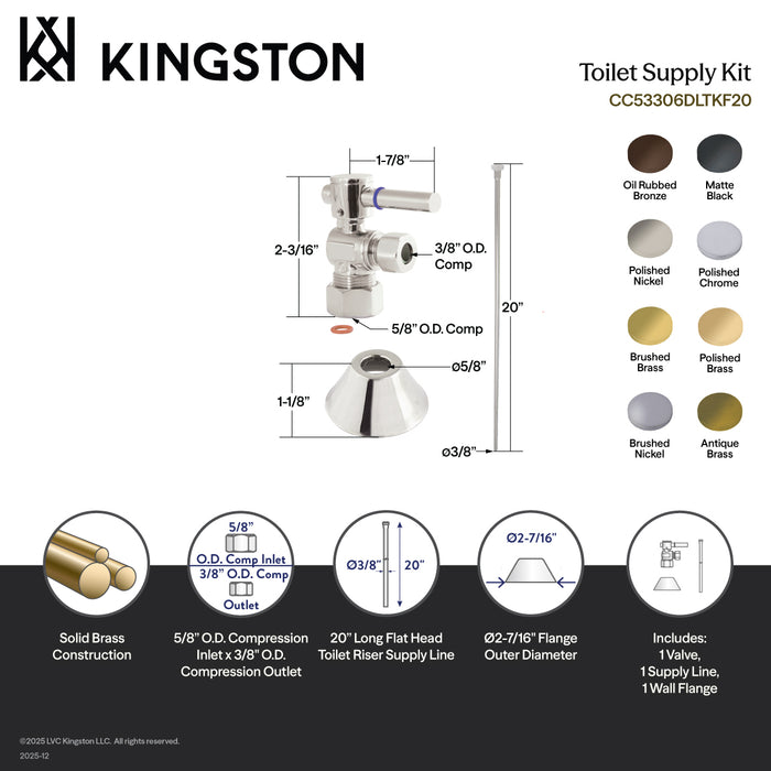 Kingston Sona CC53303DLTKF20 - Trimscape Contemporary Plumbing Toilet Trim Kit, Antique Brass