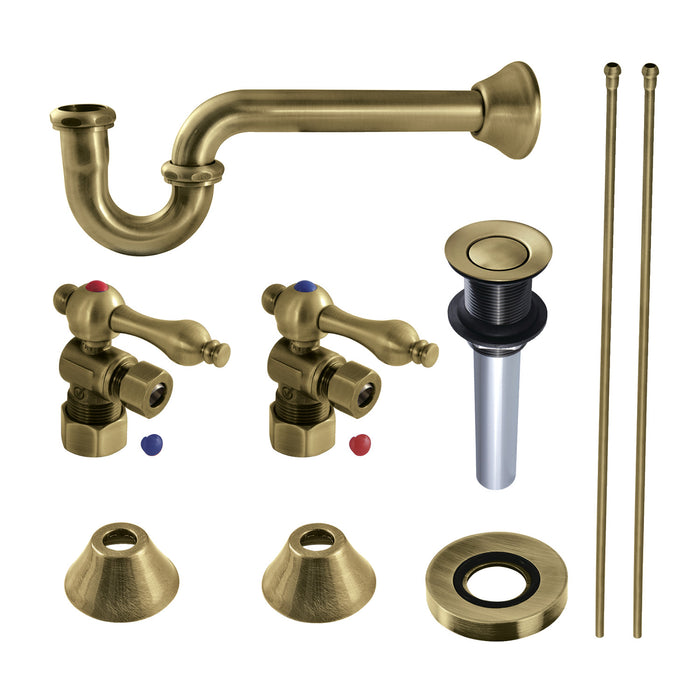 Kingston Heirloom CC53303VKB30 - Trimscape Traditional Plumbing Sink Trim Kit with P-Trap and Drain, Antique Brass