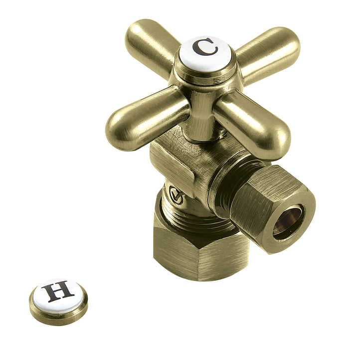 Kingston Heirloom CC53303X - Vintage 5/8-Inch O.D. Comp x 3/8-Inch O.D. Comp Quarter-Turn Angle Shut-Off Valve, Antique Brass