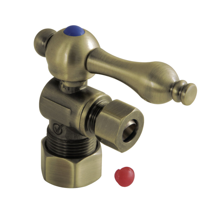 Kingston Heirloom CC53303 - Vintage 5/8-Inch O.D. Comp x 3/8-Inch O.D. Comp Quarter-Turn Angle Shut-Off Valve, Antique Brass