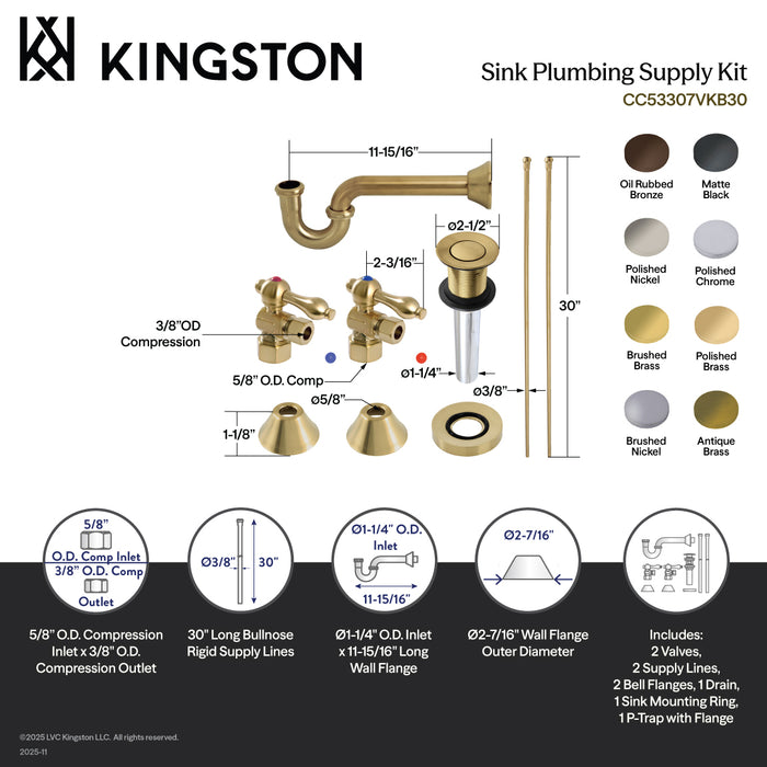 Kingston Heirloom CC53305VKB30 - Trimscape Traditional Plumbing Sink Trim Kit with P-Trap and Drain, Oil Rubbed Bronze