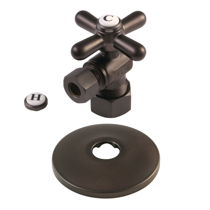 Kingston Heirloom CC53305XK5/8-Inch O.D. Comp x 3/8-Inch O.D. Comp Quarter-Turn Angle Shut-Off Valve with Flange, Oil Rubbed Bronze