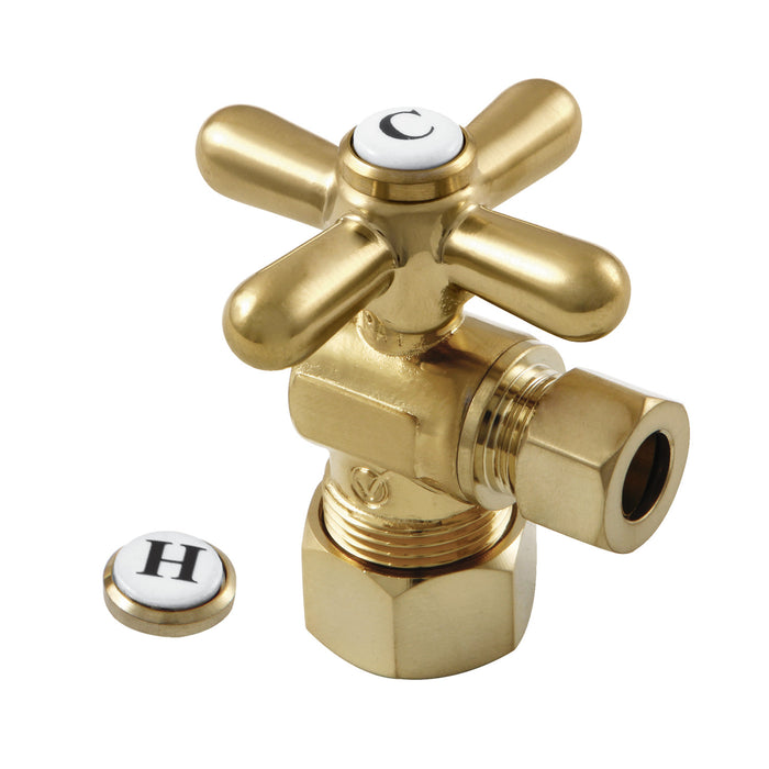Kingston Heirloom CC53307X - Vintage 5/8-Inch O.D. Comp x 3/8-Inch O.D. Comp Quarter-Turn Angle Shut-Off Valve, Brushed Brass