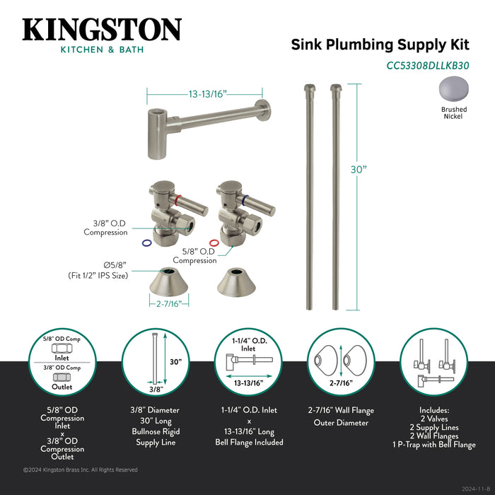Kingston Sona CC53308DLLKB30 - Trimscape Modern Plumbing Sink Trim Kit with Bottle Trap, Brushed Nickel