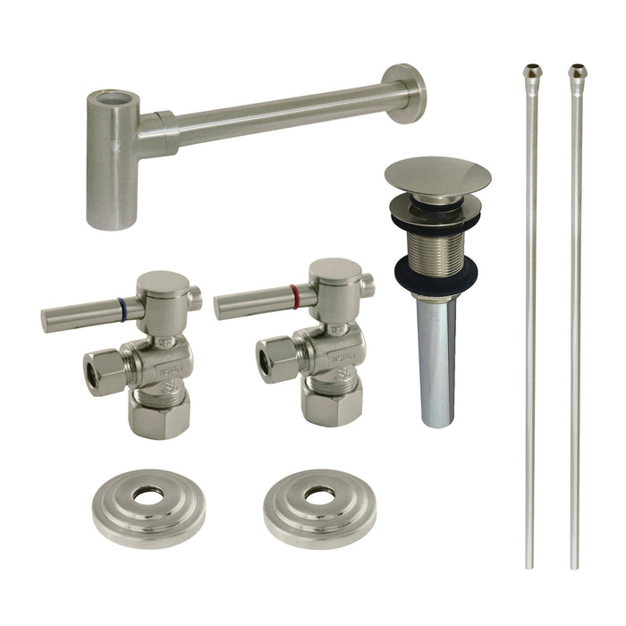 Kingston Brass CC53307X Vintage Angle Stop Valve - 5/8 X 3/8 OD Comp, Brushed Brass, 1/4 Turn Handle