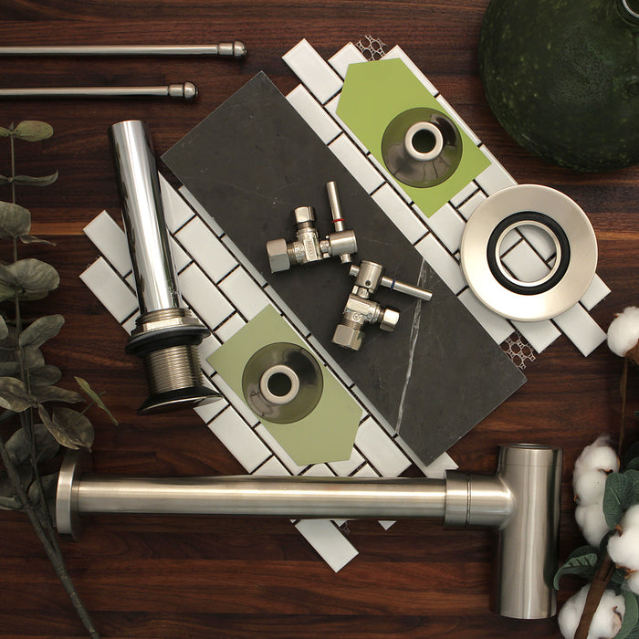 Trimscape CC53308DLVKB30 Modern Plumbing Sink Trim Kit with Bottle Trap and Drain, Brushed Nickel