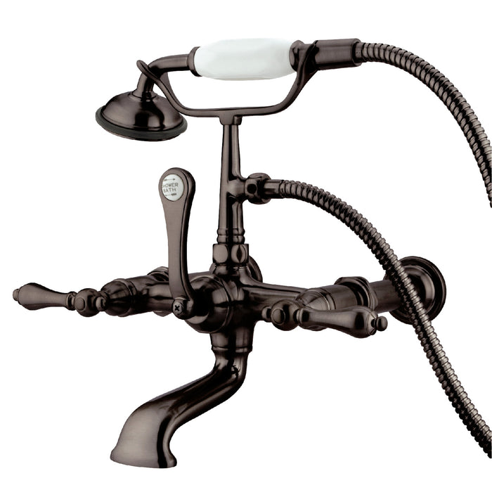 Kingston Heirloom CC541T5 - Vintage Three-Handle 2-Hole Tub Wall Mount Clawfoot Tub Faucet with Hand Shower, Oil Rubbed Bronze