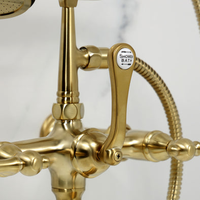 Kingston Brass AE9T7 Clawfoot Tub Faucet – Brushed Brass Wall Mount Faucet With Hand Shower