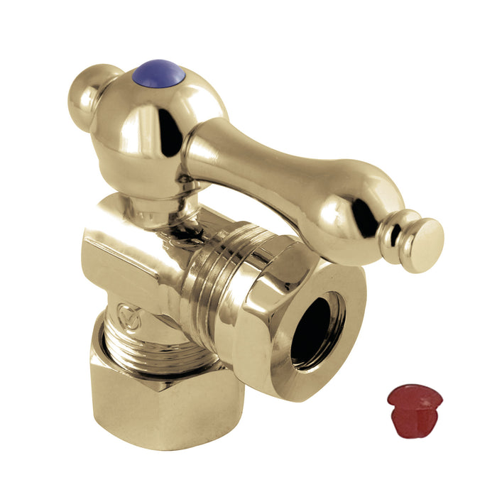 Kingston Heirloom CC54302 - Vintage 5/8-Inch O.D. Comp x 1/2-Inch or 7/16-Inch Slip Joint Quarter-Turn Angle Shut-Off Valve, Polished Brass
