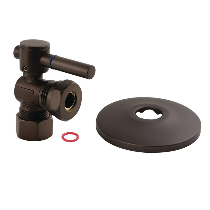 Kingston Sona CC54305DLK 5/8-Inch O.D. Comp x 1/2-Inch or 7/16-Inch Slip Joint Quarter-Turn Angle Shut-Off Valve with Flange, Oil Rubbed Bronze