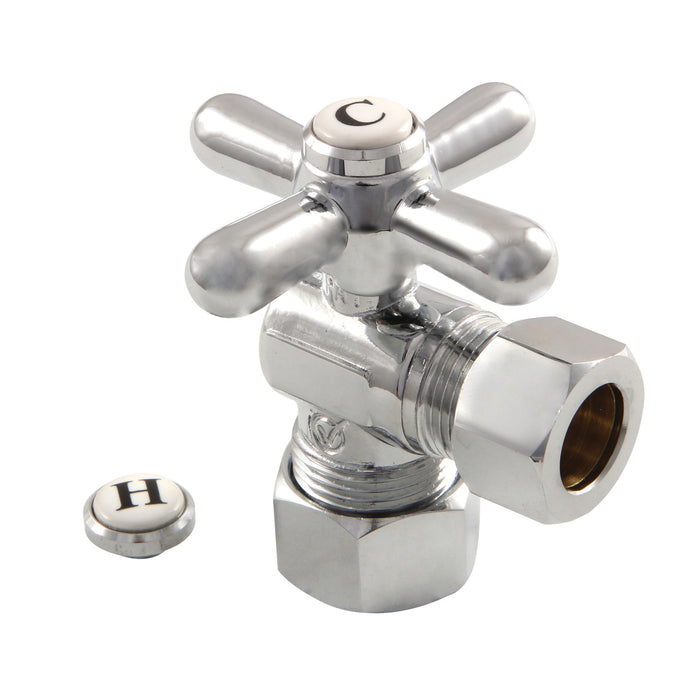 Kingston Heirloom CC54401X - Vintage 5/8-Inch O.D. Comp x 1/2-Inch O.D. Comp Quarter-Turn Angle Shut-Off Valve, Polished Chrome