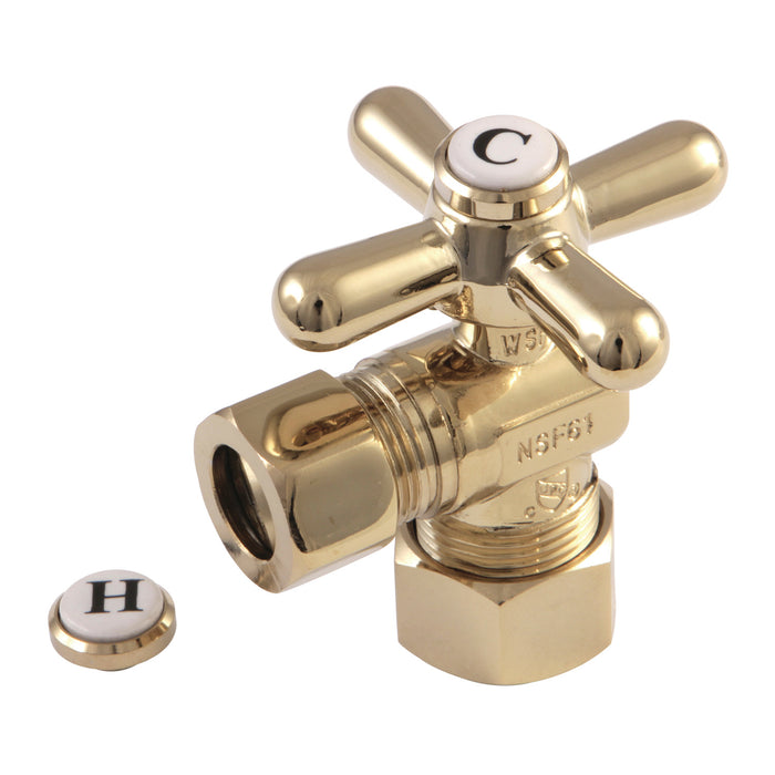 Kingston Heirloom CC54402X - Vintage 5/8-Inch O.D. Comp x 1/2-Inch O.D. Comp Quarter-Turn Angle Shut-Off Valve, Polished Brass