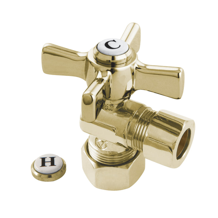Kingston Tulare CC54402ZX - Millennium 5/8-Inch O.D. Comp x 1/2-Inch O.D. Comp Quarter-Turn Angle Shut-Off Valve, Polished Brass