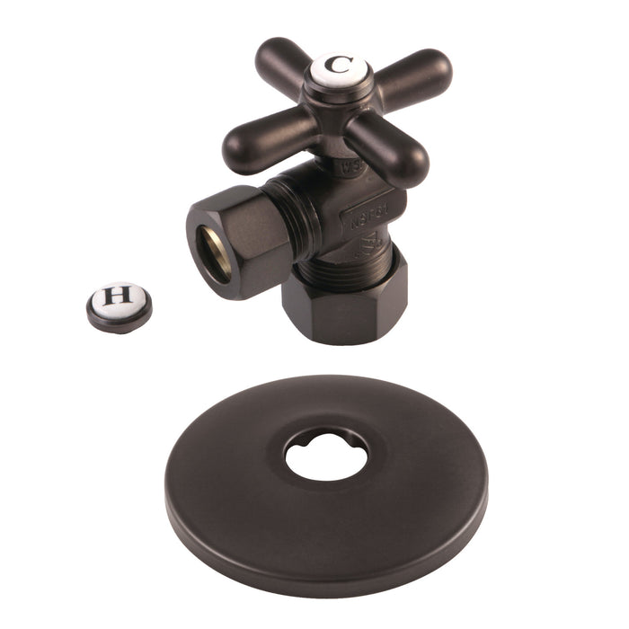 Kingston Heirloom CC54405XK 5/8-Inch O.D. Comp x 1/2-Inch O.D. Comp Quarter-Turn Angle Shut-Off Valve with Flange, Oil Rubbed Bronze