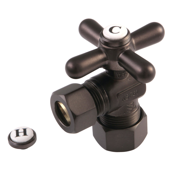 Kingston Heirloom CC54405X - Vintage 5/8-Inch O.D. Comp x 1/2-Inch O.D. Comp Quarter-Turn Angle Shut-Off Valve, Oil Rubbed Bronze