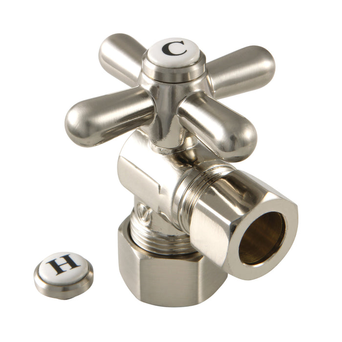 Kingston Heirloom CC54408X - Vintage 5/8-Inch O.D. Comp x 1/2-Inch O.D. Comp Quarter-Turn Angle Shut-Off Valve, Brushed Nickel