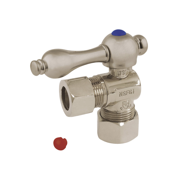 Kingston Heirloom CC54408 - Vintage 5/8-Inch O.D. Comp x 1/2-Inch O.D. Comp Quarter-Turn Angle Shut-Off Valve, Brushed Nickel