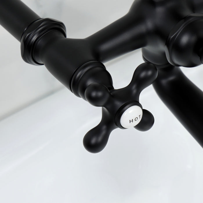 Kingston Heirloom CC547T0 - Vintage Three-Handle 2-Hole Tub Wall Mount Clawfoot Tub Faucet with Hand Shower, Matte Black