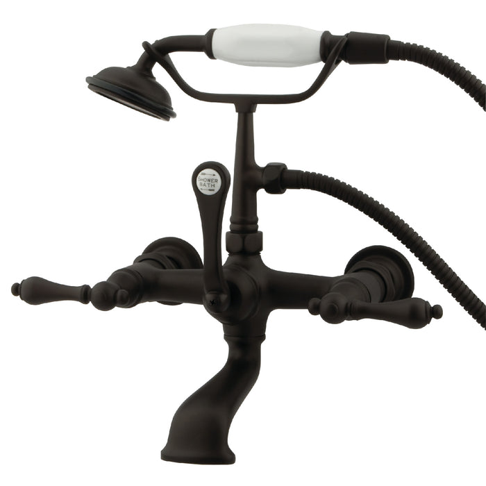 Kingston Heirloom CC551T5 - Vintage Three-Handle 2-Hole Tub Wall Mount Clawfoot Tub Faucet with Hand Shower, Oil Rubbed Bronze