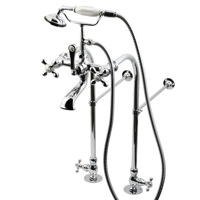 Kingston Heirloom CC58T451MX - Vintage Three-Handle 2-Hole Freestanding Clawfoot Tub Faucet Package with Supply Line and Hand Shower, Polished Chrome