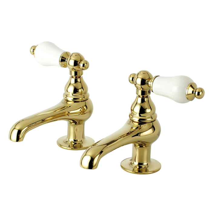 Kingston Heirloom CC5L2 - Vintage Two-Handle Deck Mount Basin Tap Faucet, Polished Brass