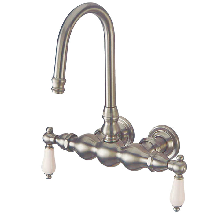 Kingston Heirloom CC5T8 - Vintage Two-Handle 2-Hole Tub Wall Mount Clawfoot Tub Faucet, Brushed Nickel