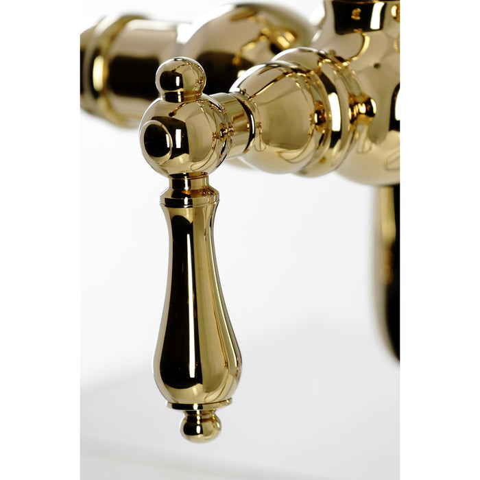 Kingston Heirloom CC6013T2 - Vintage Three-Handle 2-Hole Deck-Mount Clawfoot Tub Faucet with Hand Shower, Polished Brass