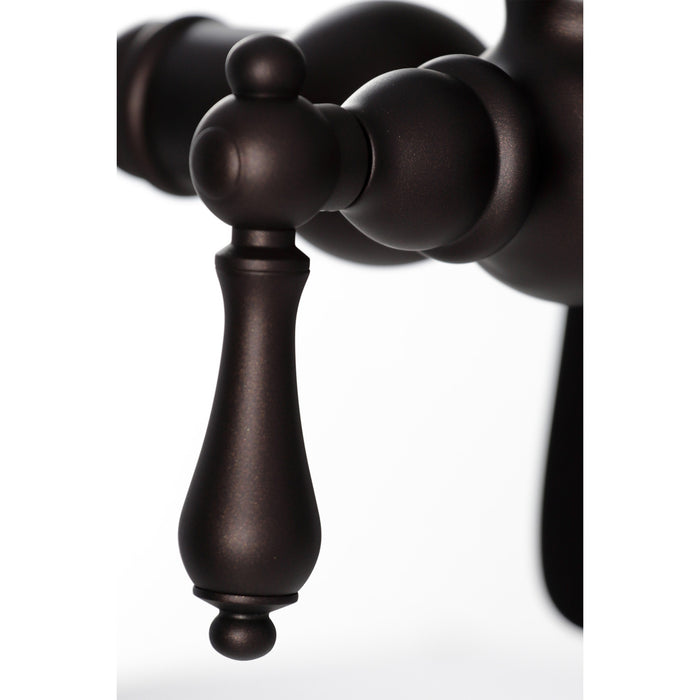 Kingston Heirloom CC6013T5 - Vintage Three-Handle 2-Hole Deck-Mount Clawfoot Tub Faucet with Hand Shower, Oil Rubbed Bronze