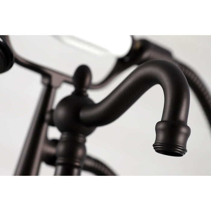 Kingston Heirloom CC6013T5 - Vintage Three-Handle 2-Hole Deck-Mount Clawfoot Tub Faucet with Hand Shower, Oil Rubbed Bronze