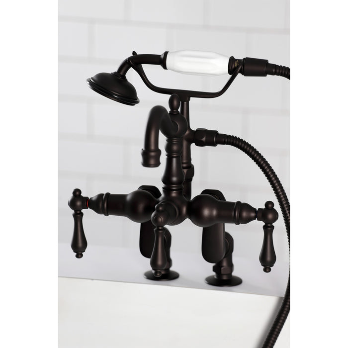 Kingston Heirloom CC6013T5 - Vintage Three-Handle 2-Hole Deck-Mount Clawfoot Tub Faucet with Hand Shower, Oil Rubbed Bronze