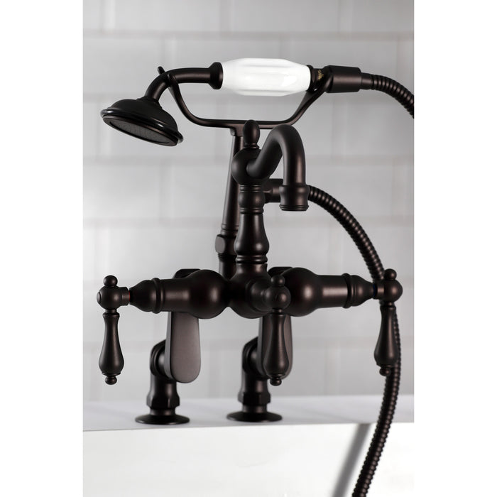 Kingston Heirloom CC6013T5 - Vintage Three-Handle 2-Hole Deck-Mount Clawfoot Tub Faucet with Hand Shower, Oil Rubbed Bronze