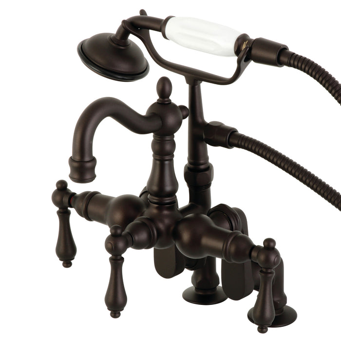 Kingston Heirloom CC6013T5 - Vintage Three-Handle 2-Hole Deck-Mount Clawfoot Tub Faucet with Hand Shower, Oil Rubbed Bronze