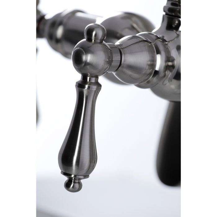 Kingston Heirloom CC6013T8 - Vintage Three-Handle 2-Hole Deck-Mount Clawfoot Tub Faucet with Hand Shower, Brushed Nickel