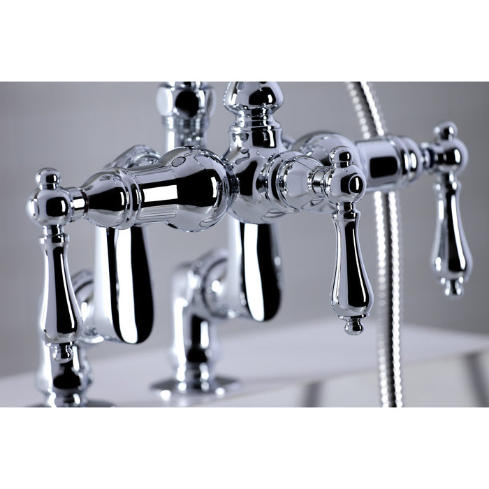 Kingston Heirloom CC6014T1 - Vintage Three-Handle 2-Hole Deck-Mount Clawfoot Tub Faucet with Hand Shower, Polished Chrome