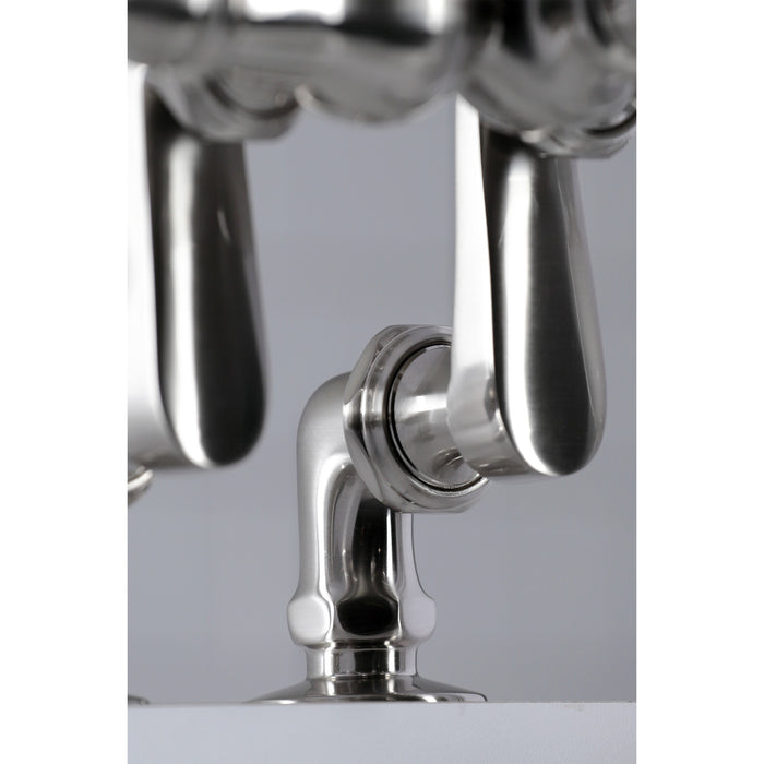 Kingston Heirloom CC6017T8 - Vintage Three-Handle 2-Hole Deck-Mount Clawfoot Tub Faucet with Hand Shower, Brushed Nickel