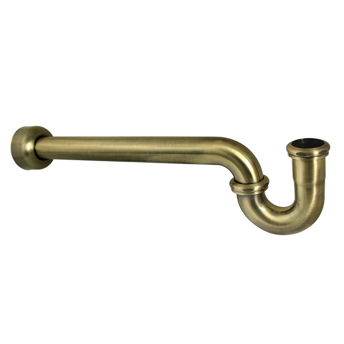 Kingston Trimscape CC6123 1-1/2 Inch Decor P-Trap with High Box Flange, 19 Inch Length, 18 Gauge, Antique Brass
