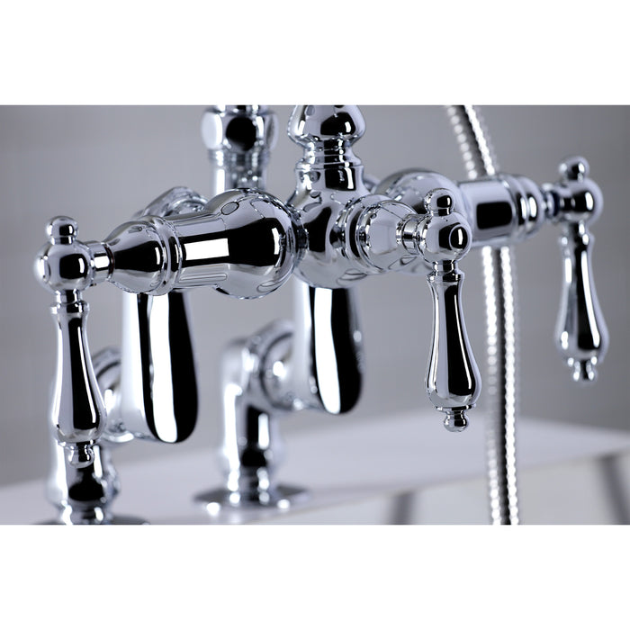 Kingston Heirloom CC614T1 - Vintage Three-Handle 2-Hole Deck-Mount Clawfoot Tub Faucet with Hand Shower, Polished Chrome