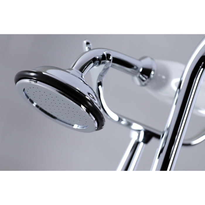 Kingston Heirloom CC614T1 - Vintage Three-Handle 2-Hole Deck-Mount Clawfoot Tub Faucet with Hand Shower, Polished Chrome