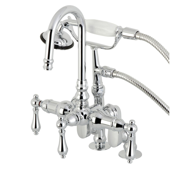 Kingston Heirloom CC614T1 - Vintage Three-Handle 2-Hole Deck-Mount Clawfoot Tub Faucet with Hand Shower, Polished Chrome