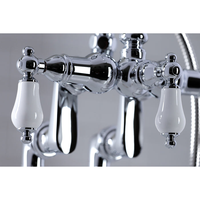 Kingston Heirloom CC616T1 - Vintage Three-Handle 2-Hole Deck-Mount Clawfoot Tub Faucet with Hand Shower, Polished Chrome