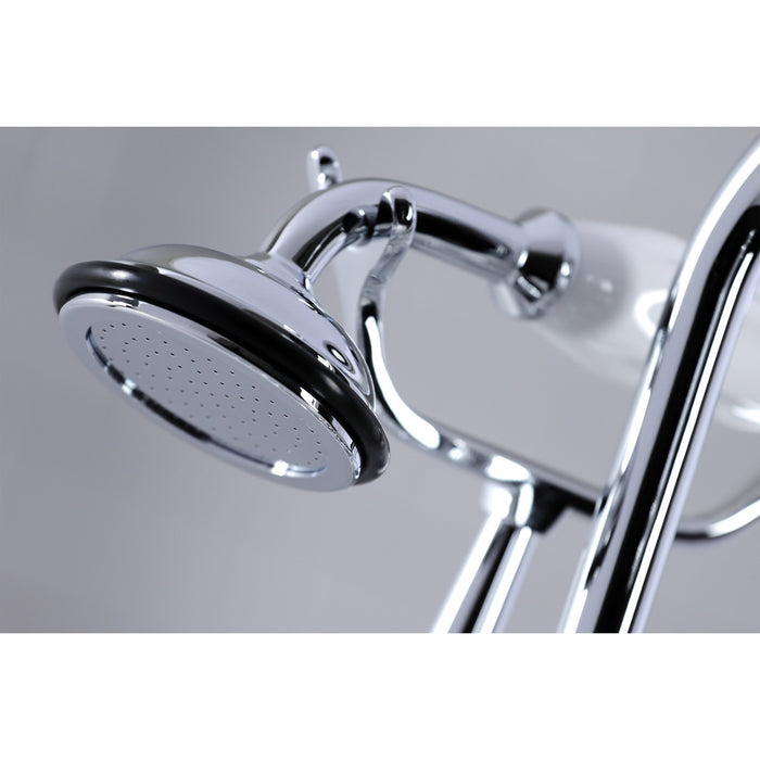 Kingston Heirloom CC616T1 - Vintage Three-Handle 2-Hole Deck-Mount Clawfoot Tub Faucet with Hand Shower, Polished Chrome