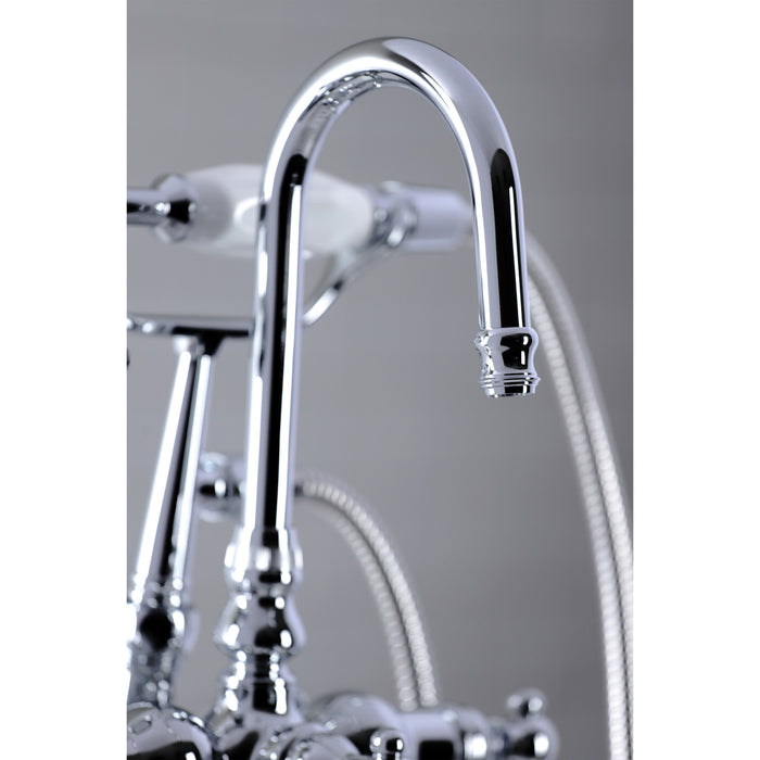 Kingston Heirloom CC616T1 - Vintage Three-Handle 2-Hole Deck-Mount Clawfoot Tub Faucet with Hand Shower, Polished Chrome