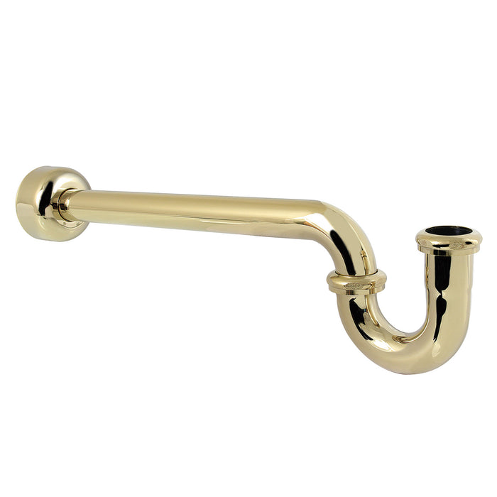 Kingston Trimscape CC6182 1-1/4 Inch Decor P-Trap with High Box Flange, 18 Inch Length, 18 Gauge, Polished Brass
