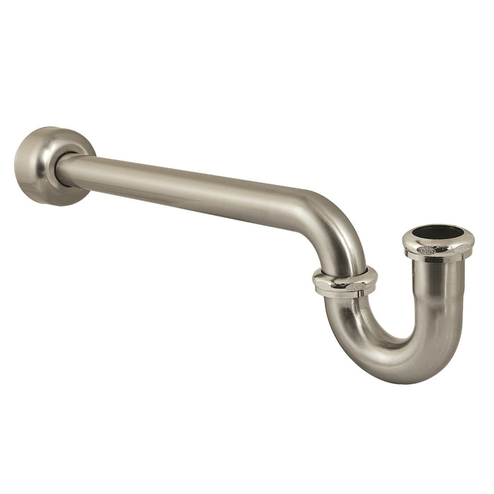 Kingston Trimscape CC6188 1-1/4 Inch Decor P-Trap with High Box Flange, 18 Inch Length, 18 Gauge, Brushed Nickel