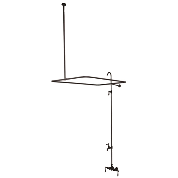 Kingston Heirloom CC61T5 - Vintage Four-Handle 2-Hole Tub Wall Mount Clawfoot Tub Faucet with Shower Enclosure, Oil Rubbed Bronze