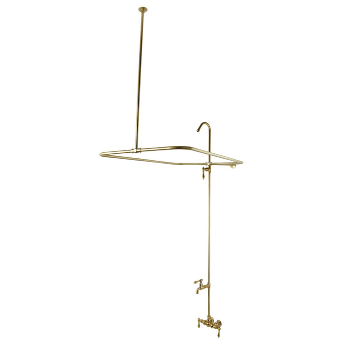 Kingston Heirloom CC61T7 - Vintage Four-Handle 2-Hole Tub Wall Mount Clawfoot Tub Faucet with Shower Enclosure, Brushed Brass